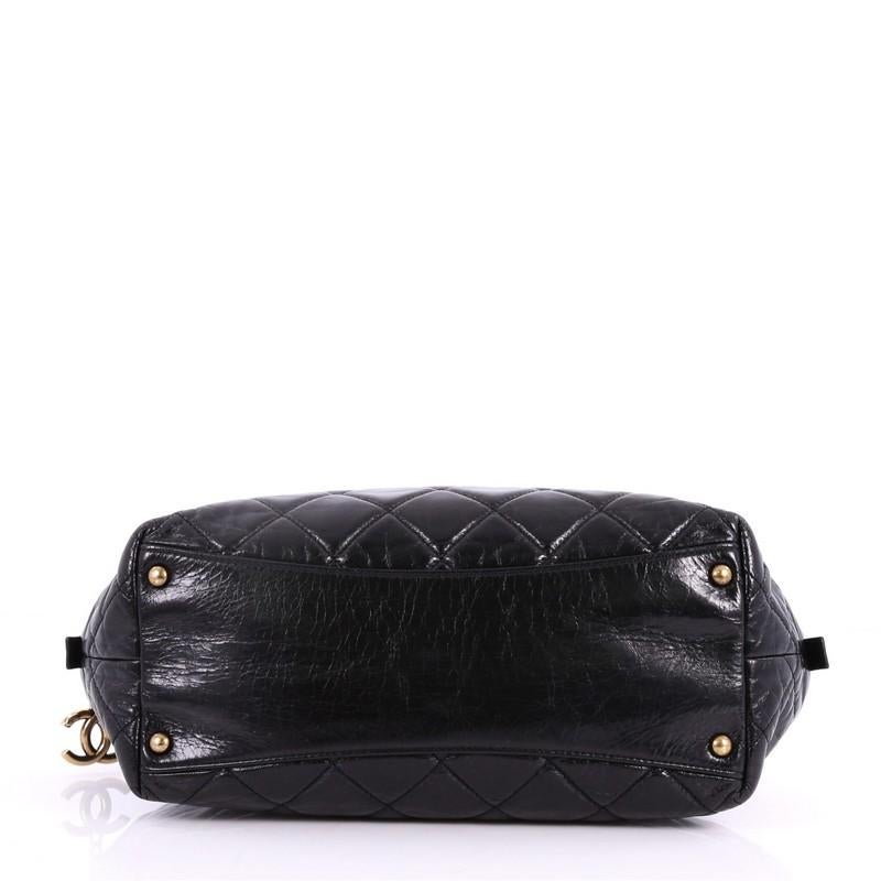 Black Chanel Castle Rock Bowler Bag Quilted Glazed Calfskin Medium