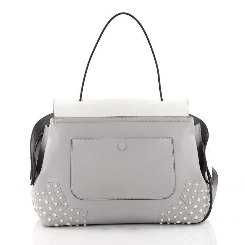 Gray Tod's Studded Convertible Wave Bag Leather Small 