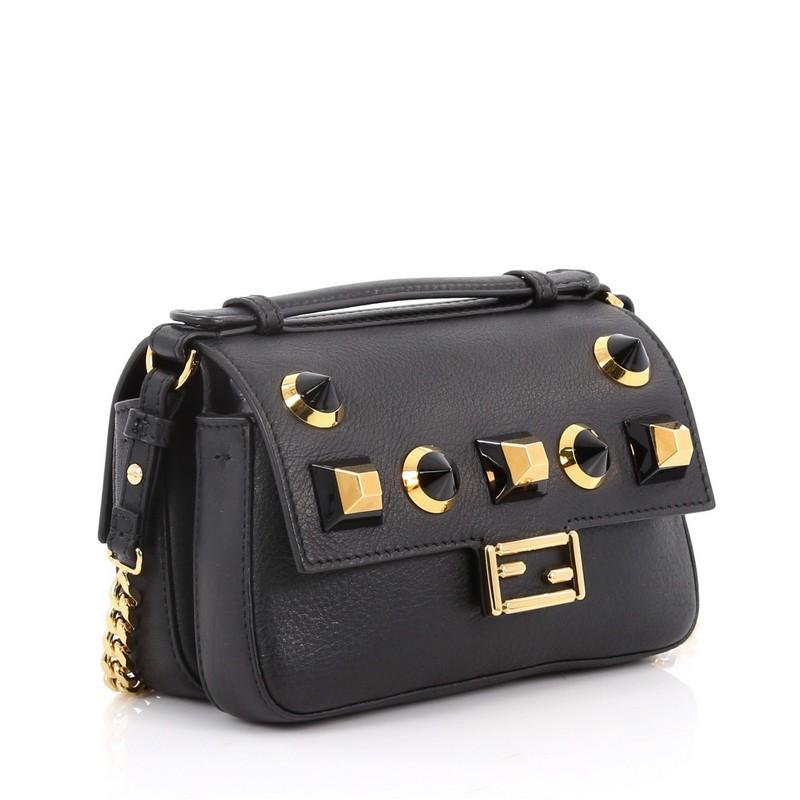 Fendi Double Baguette Studded Leather Micro In Good Condition In NY, NY