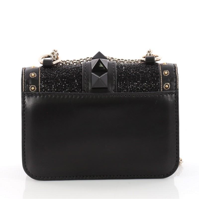 Valentino Glam Lock Shoulder Bag Embellished Leather Mini  In Good Condition In NY, NY