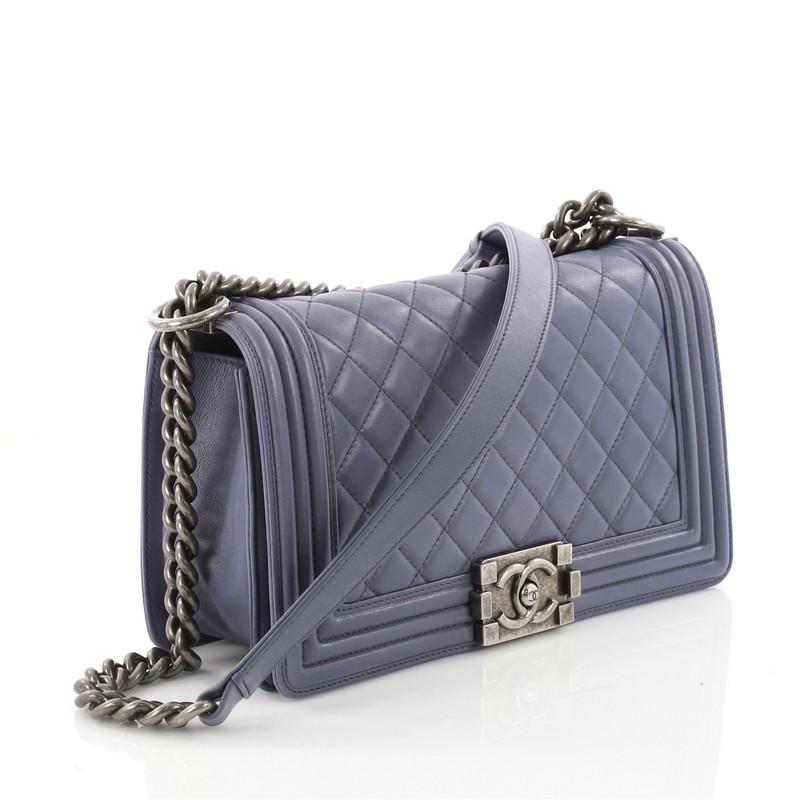 Gray Chanel Boy Flap Bag Quilted Lambskin Old Medium 