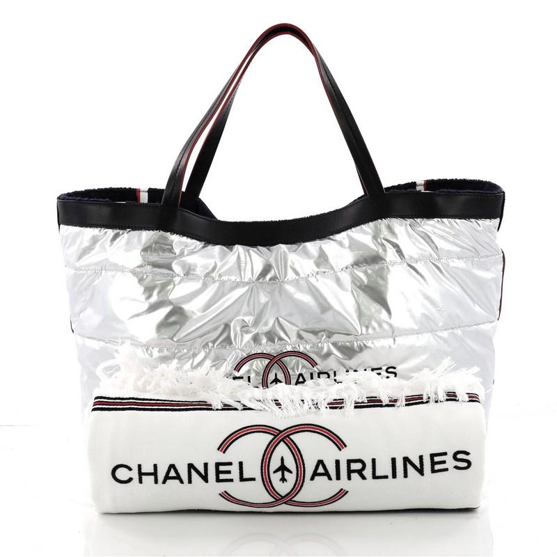 Chanel Airlines Reversible Tote Terry Cloth Large  1