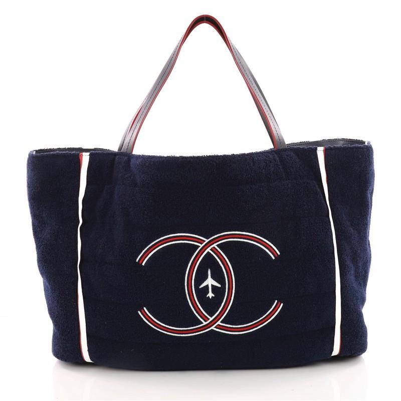 Chanel Airlines Reversible Tote Terry Cloth Large  2