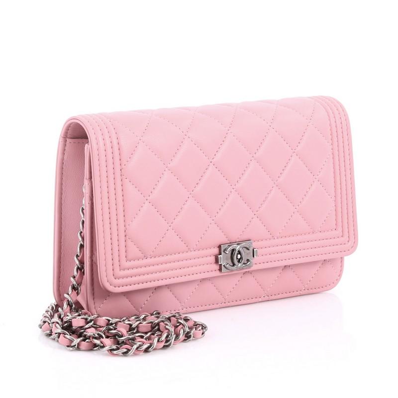 chanel pink wallet on chain