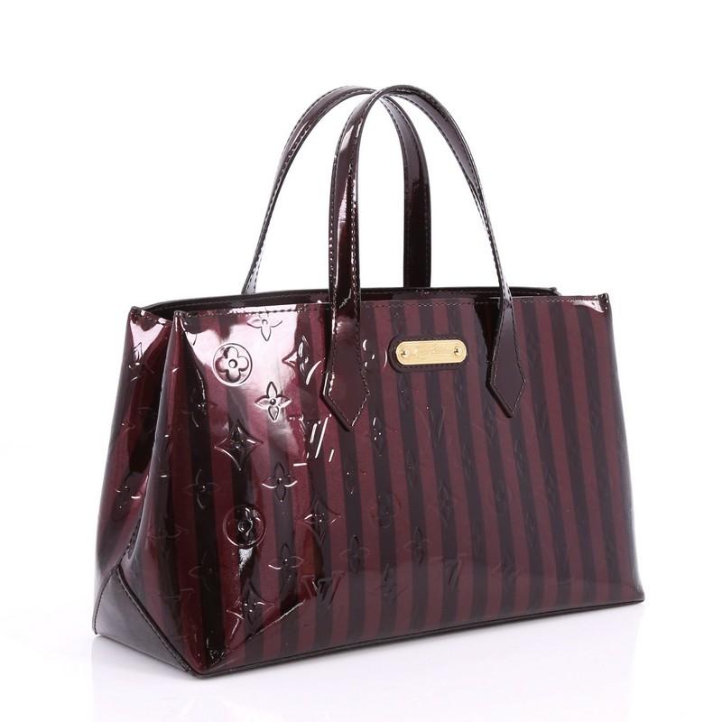 Black Louis Vuitton Wilshire Handbag Limited Edition Monogram Vernis Rayures PM