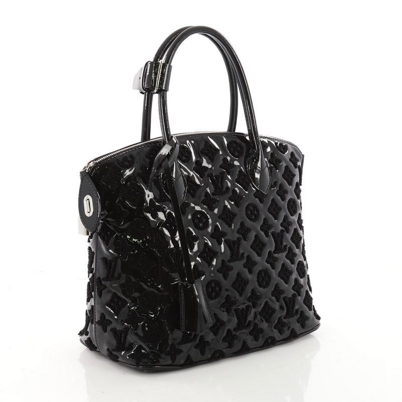 Black Louis Vuitton Fascination Lockit Handbag Patent Lambskin