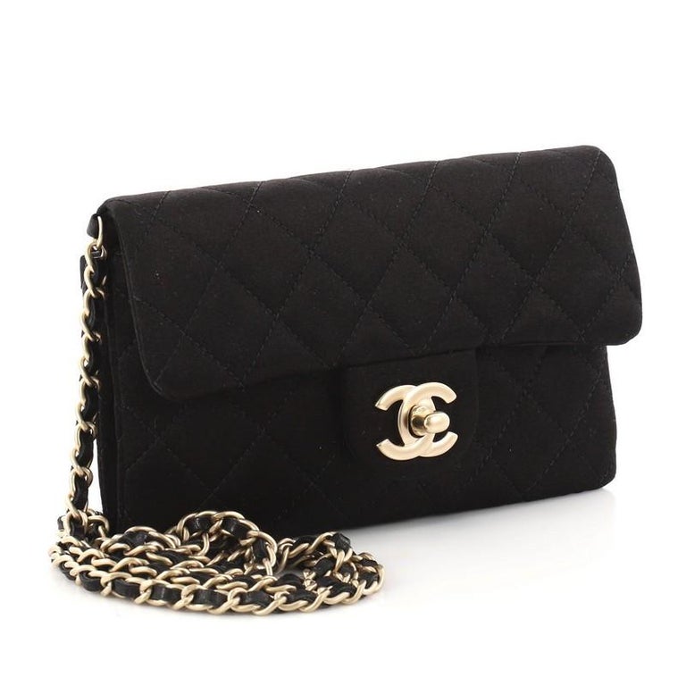 Chanel CC Chain Zip Flap Bag Quilted Satin Small at 1stDibs small