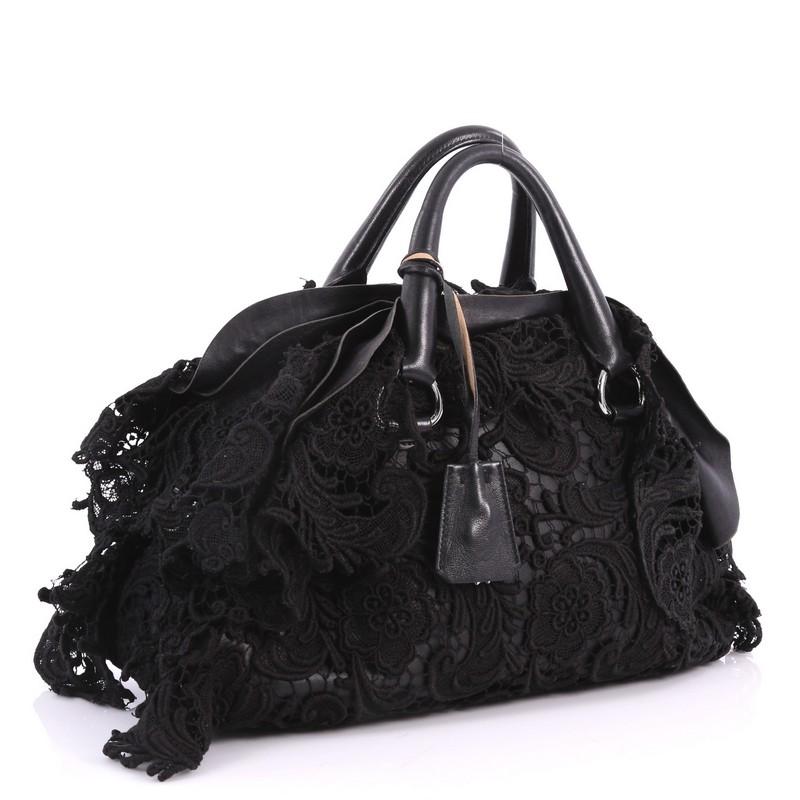Prada Pizzo S Bowler Bag Lace and Leather Large at 1stDibs | prada ...