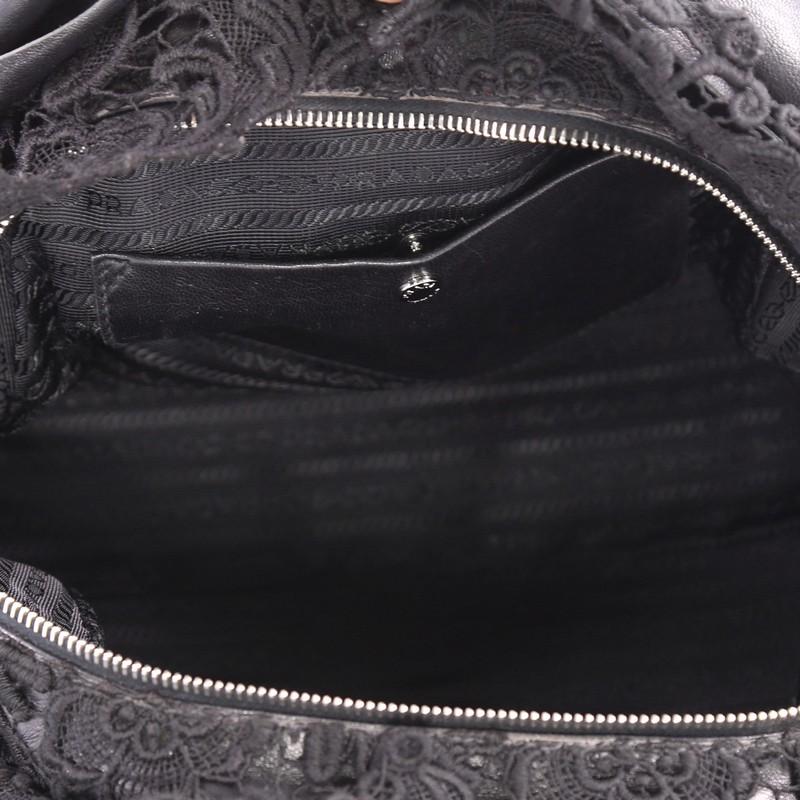 Black Prada Pizzo S Bowler Bag Lace and Leather Large