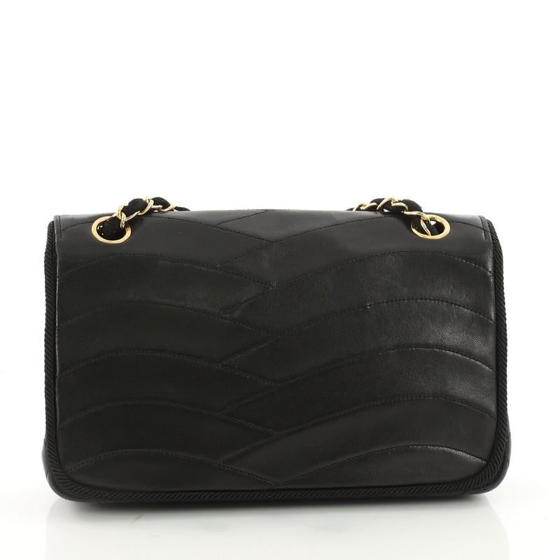 Black Chanel Vintage Pagoda Flap Bag Quilted Lambskin Small 