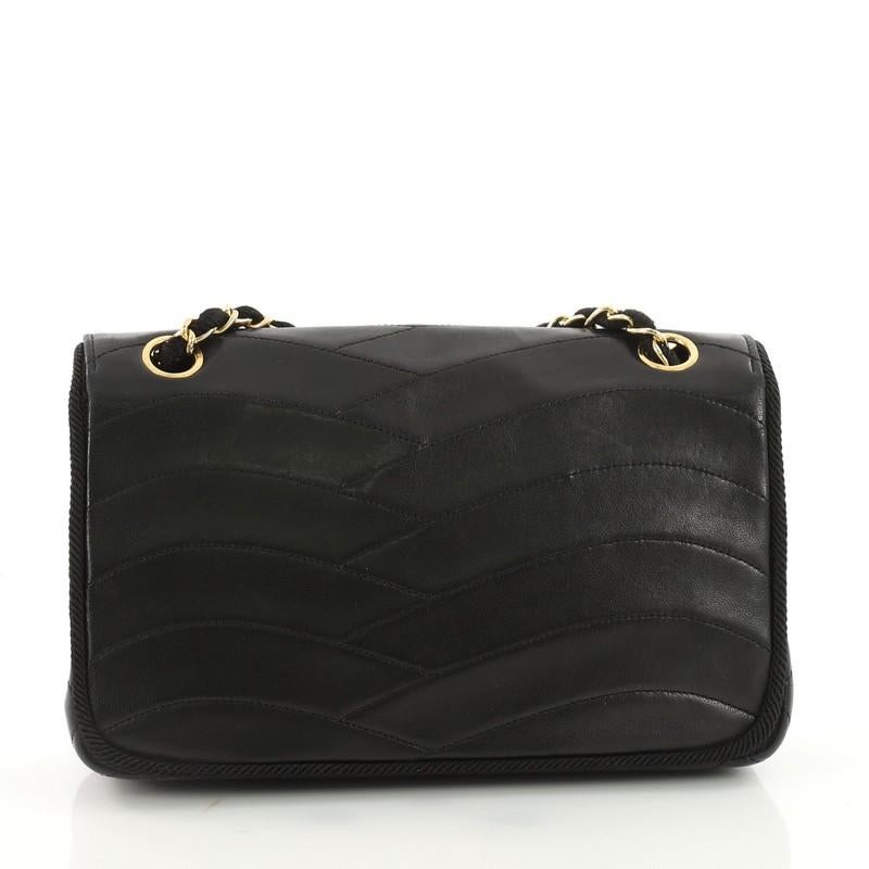 Black Chanel Vintage Pagoda Flap Bag Quilted Lambskin Small