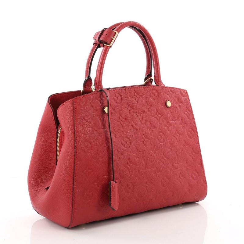 Red Louis Vuitton Montaigne Handbag Monogram Empreinte Leather MM