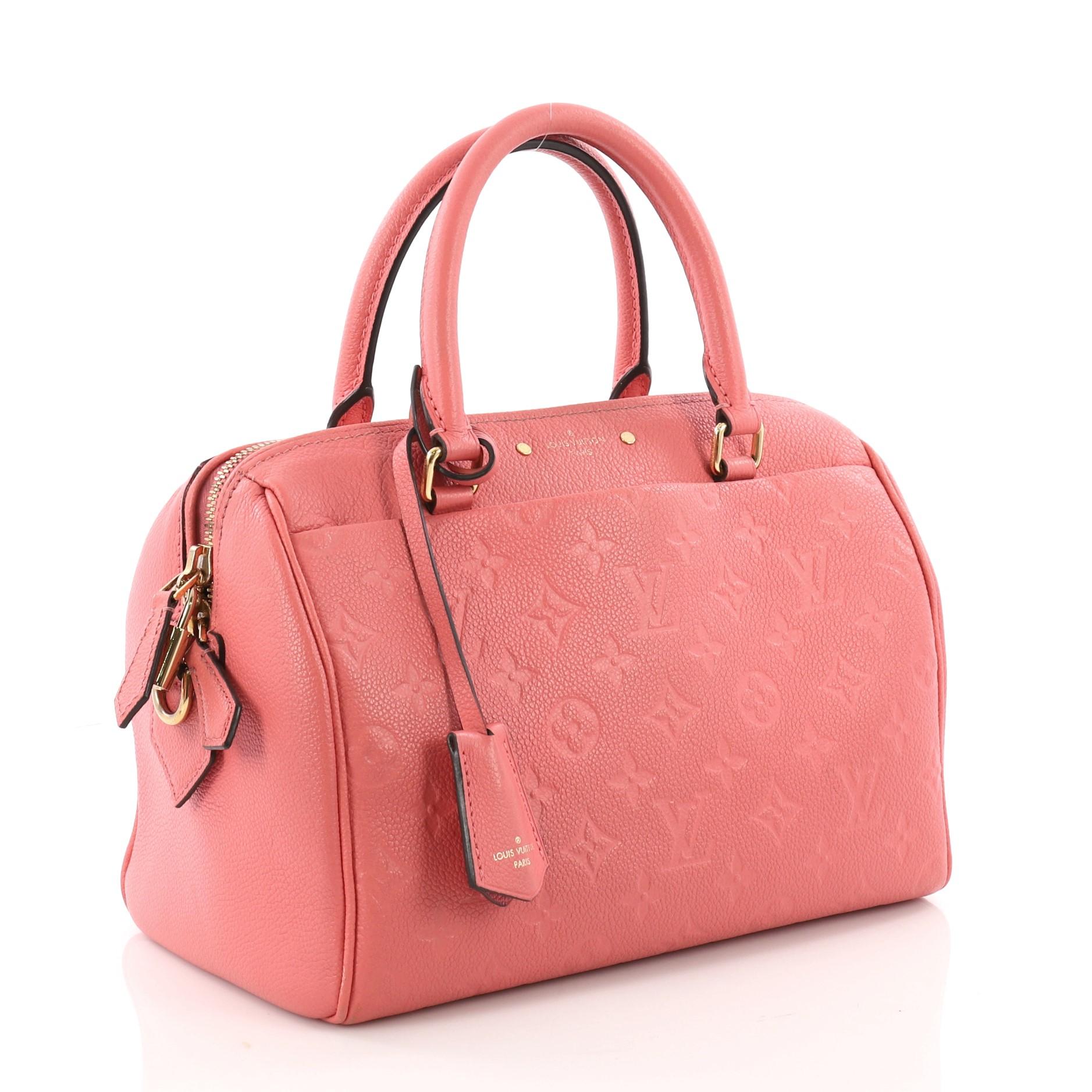 Pink  Louis Vuitton Speedy Bandouliere NM Handbag Monogram Empreinte Leather 25