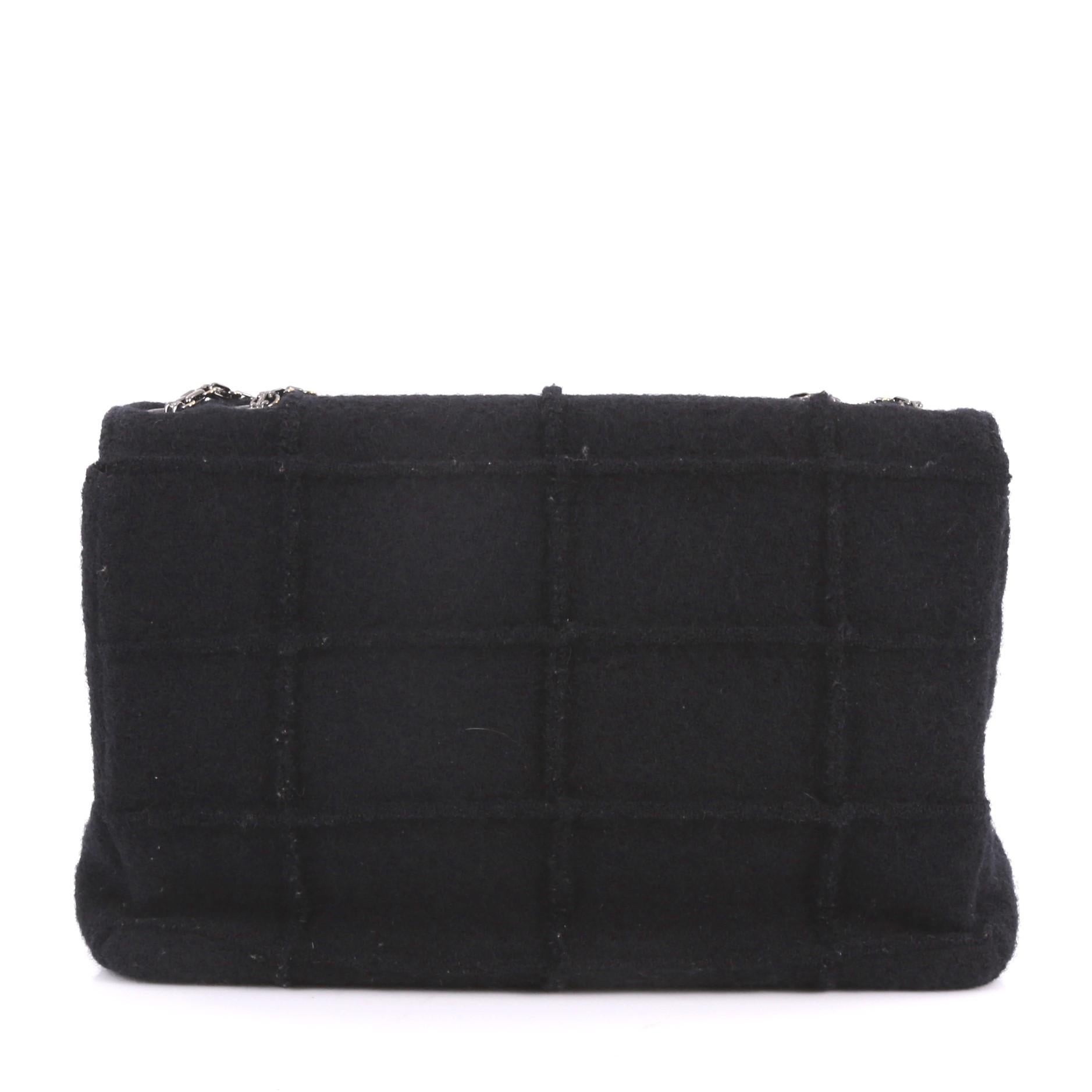 Chanel Chocolate Bar Mademoiselle Flap Bag Quilted Wool Jumbo In Good Condition In NY, NY