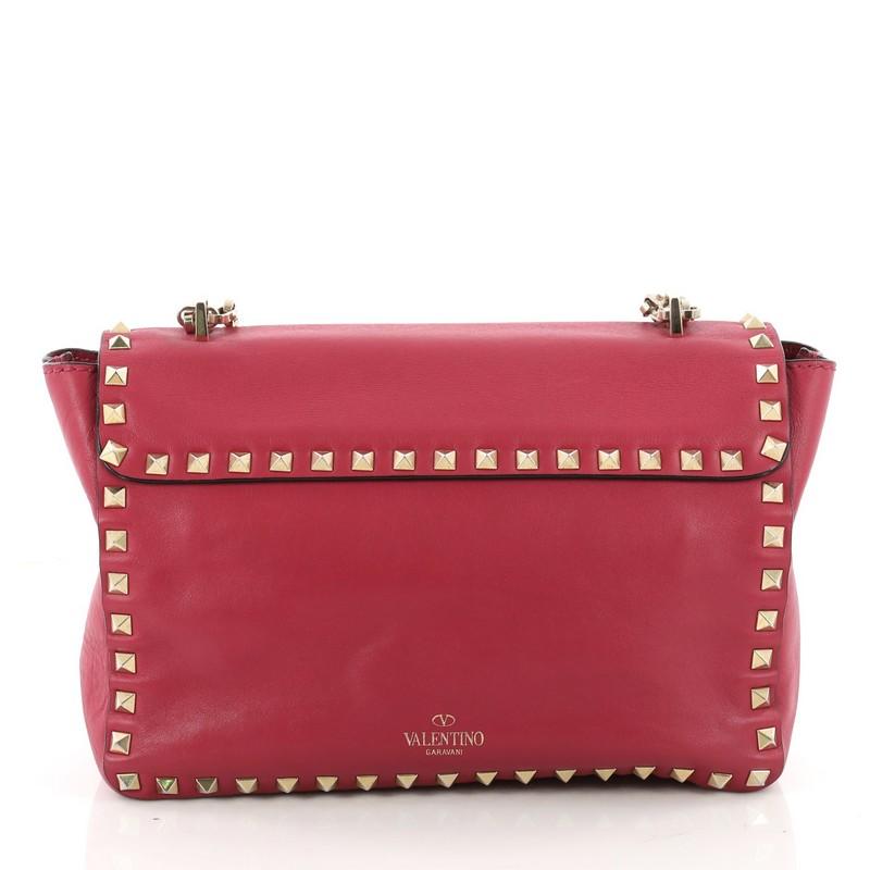 Valentino Rockstud Twist Lock Chain Shoulder Bag Leather Medium In Good Condition In NY, NY