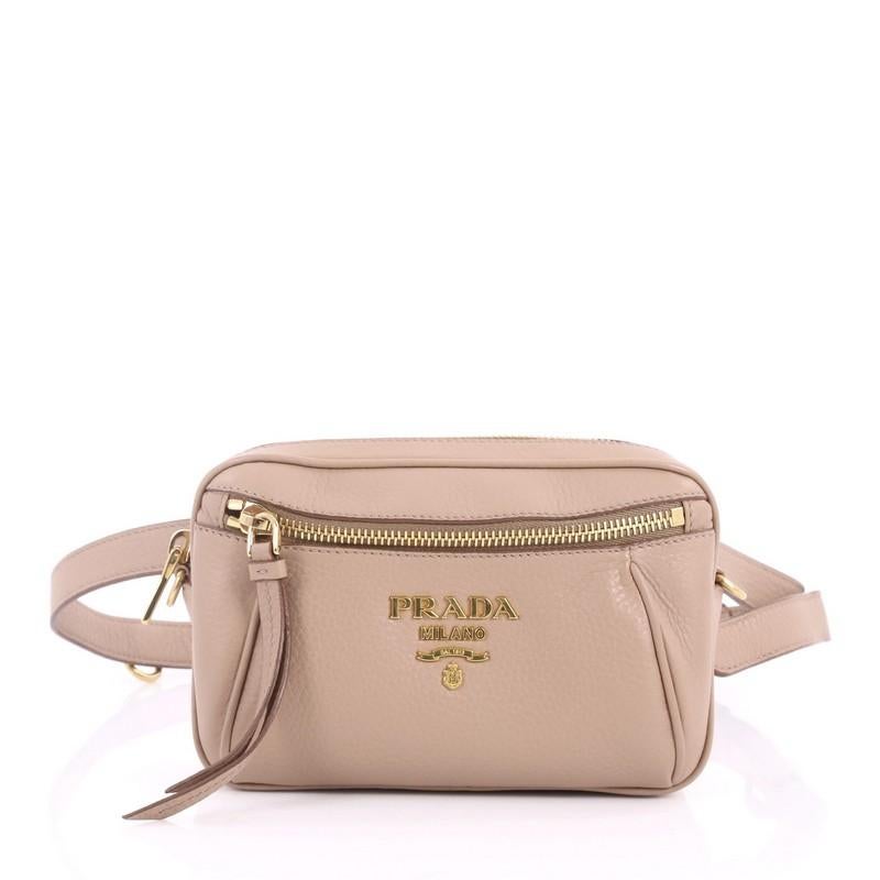  Prada Convertible Belt Bag Vitello Daino Small In Good Condition In NY, NY