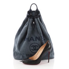 Chanel Deauville Backpack Canvas with Sequins Large
