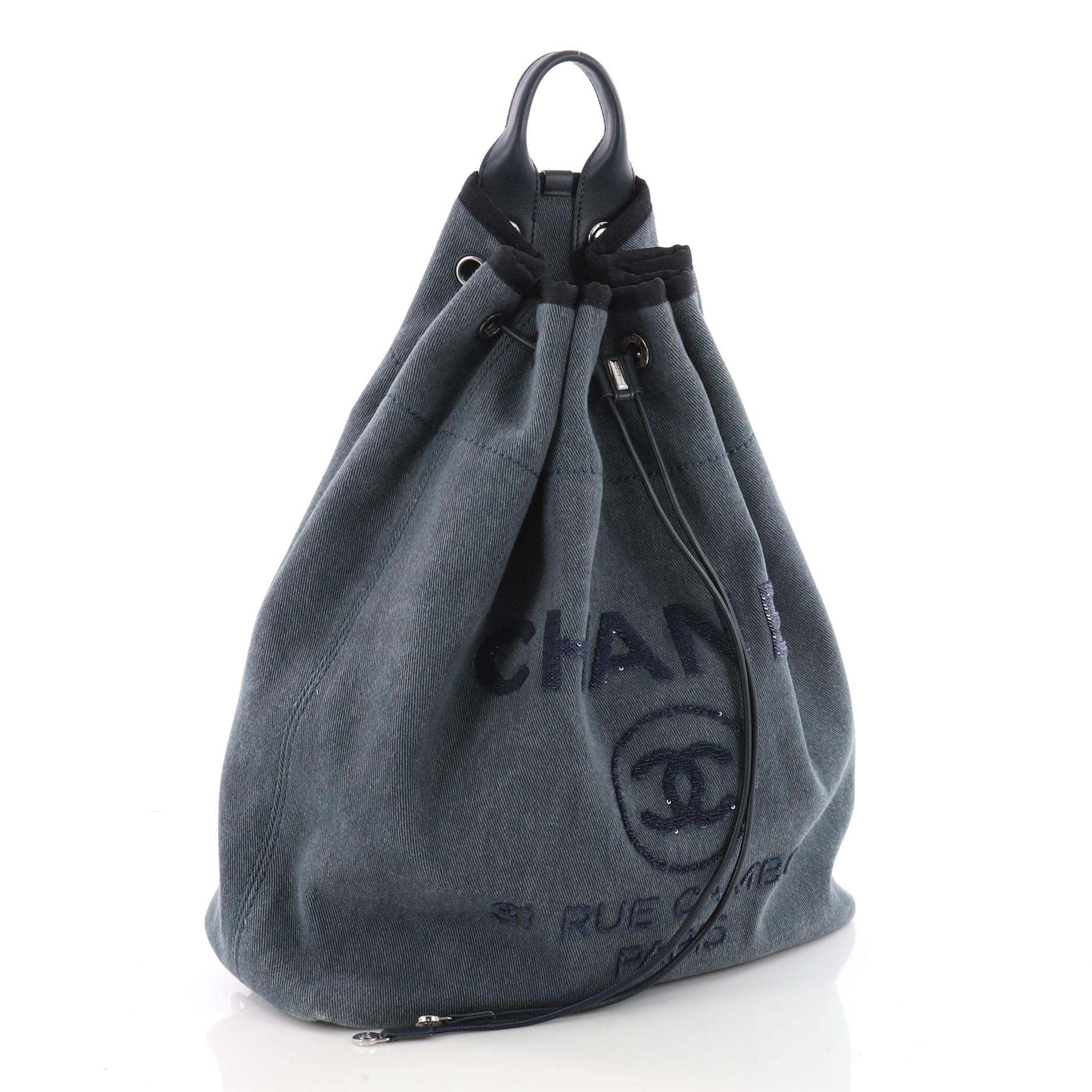 Chanel Deauville Backpack Canvas with Sequins Large at 1stDibs