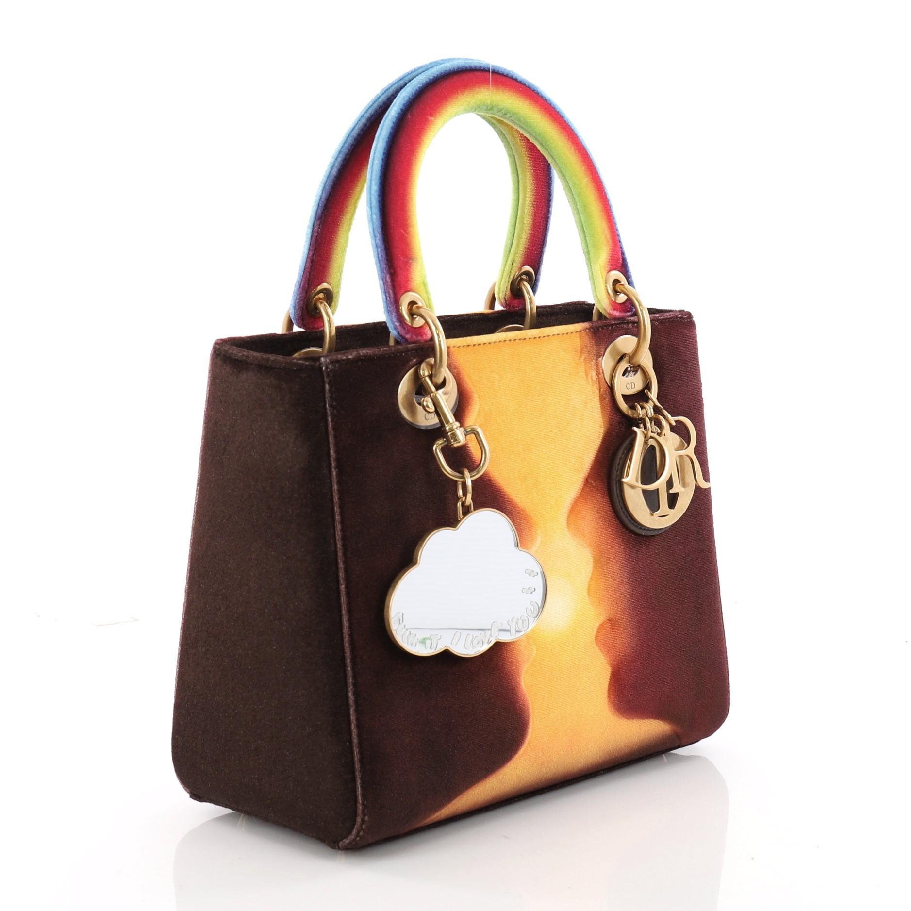 Christian Dior Lady Dior Lady Dior Handtasche Limited Edition Bedruckter Samt Medium (Schwarz)