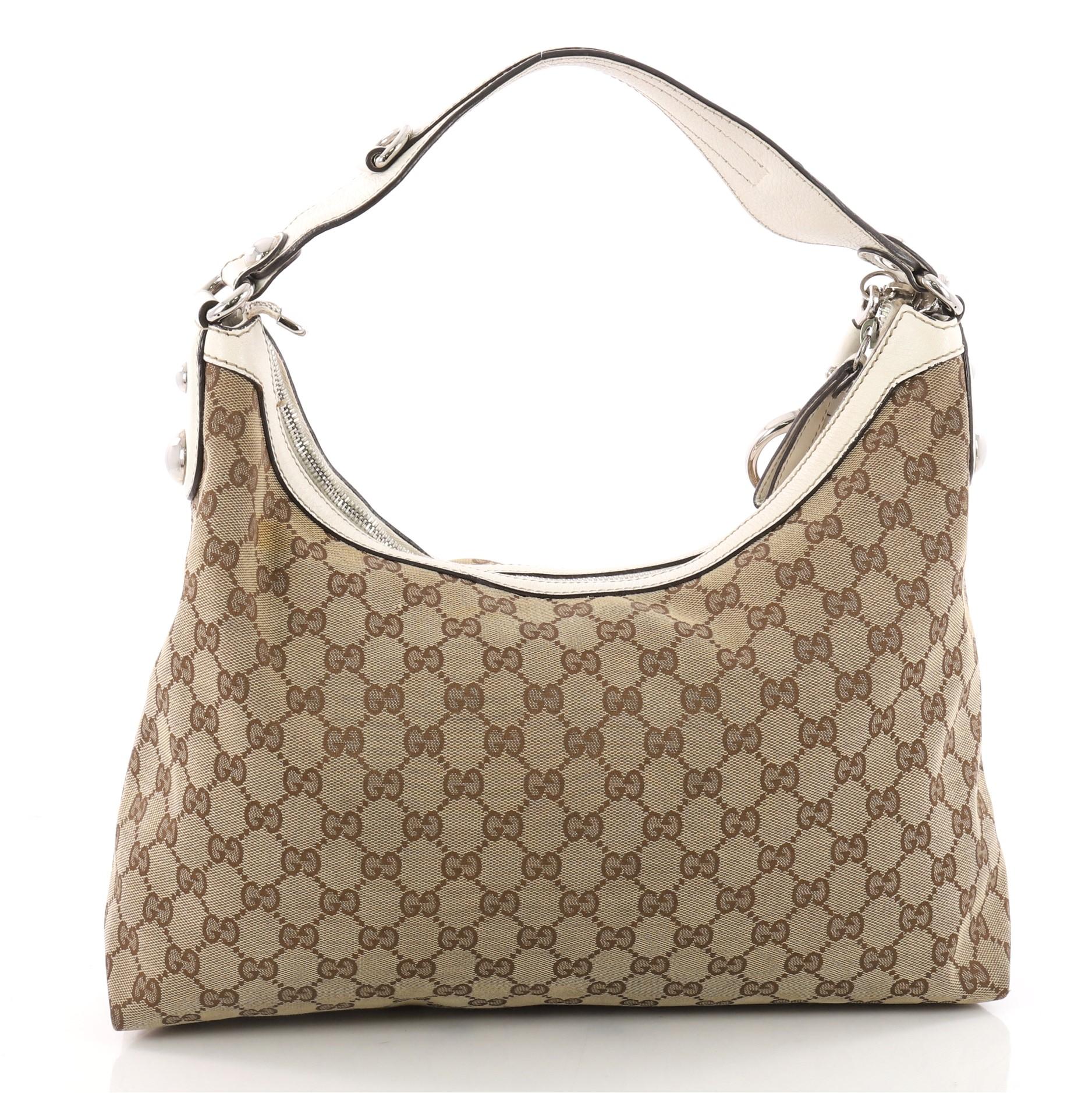 Gucci Icon Bit Hobo GG Canvas Medium In Good Condition In NY, NY