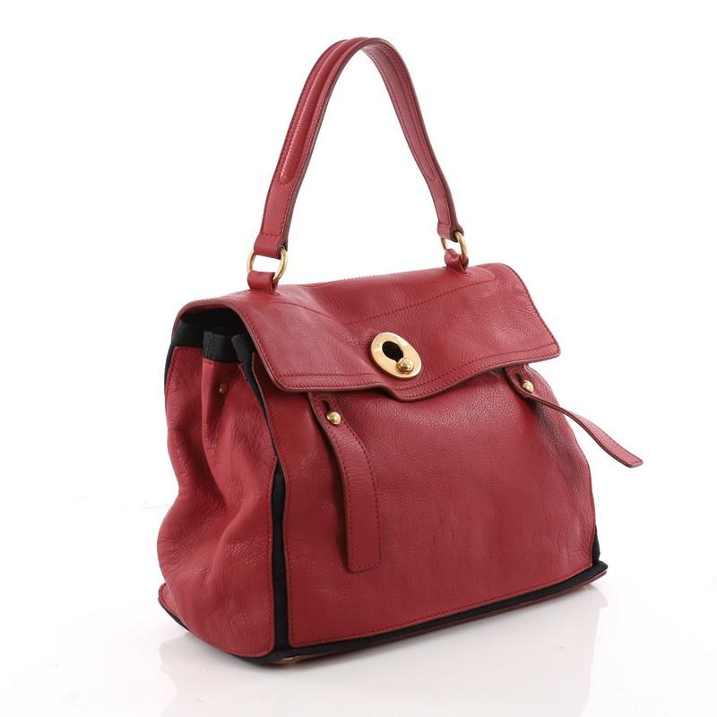 Brown Saint Laurent Muse Two Handbag Leather with Canvas Medium