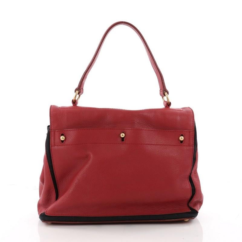 Saint Laurent Muse Two Handbag Leather with Canvas Medium In Good Condition In NY, NY