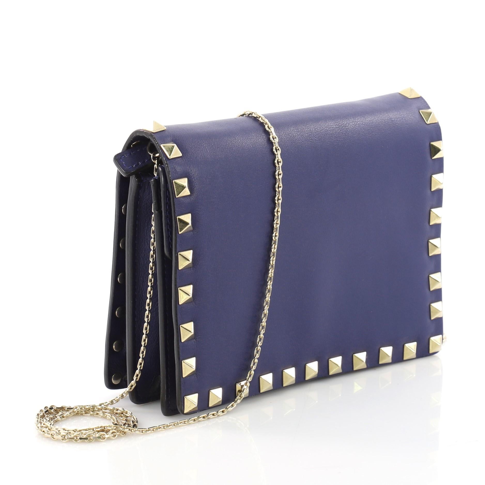 Purple Valentino Rockstud Pouch Crossbody Bag Leather Mini