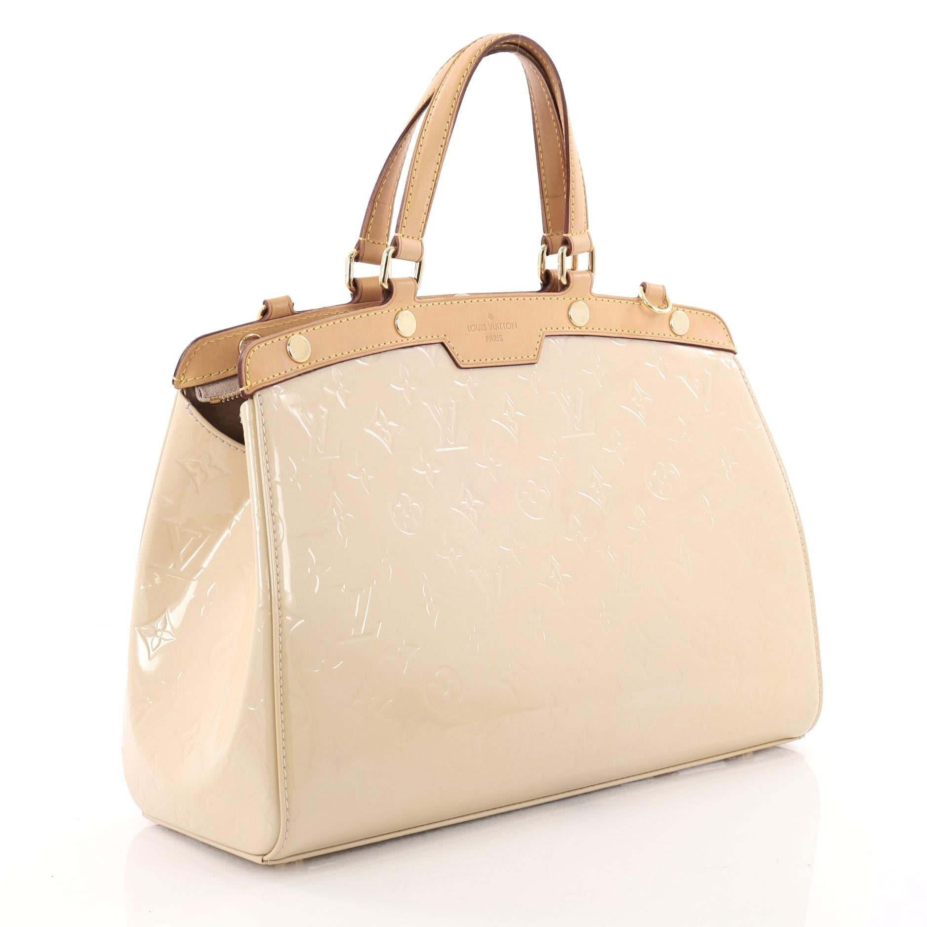 Beige Louis Vuitton Brea Handbag Monogram Vernis MM