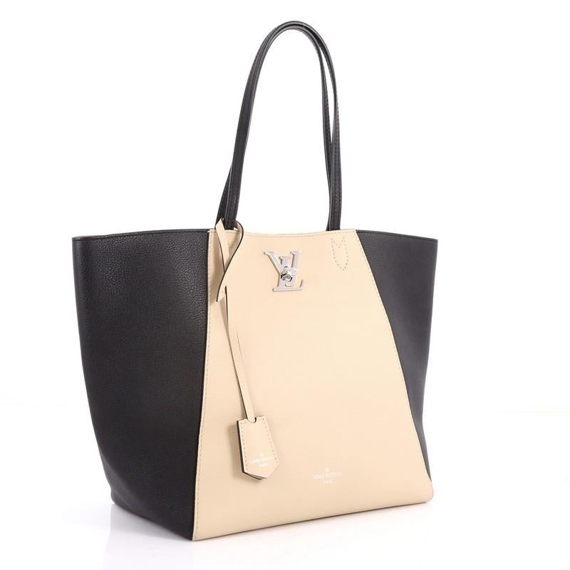 White Louis Vuitton Lockme Cabas Leather Bag