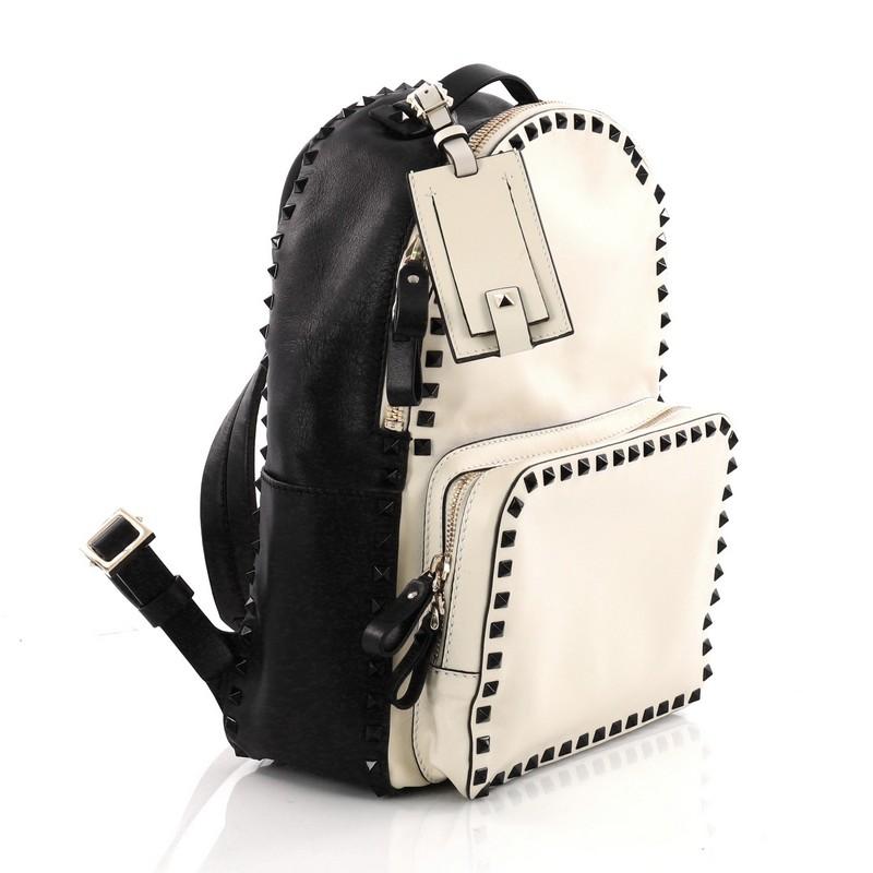 Beige Valentino Rockstud Backpack Leather Medium