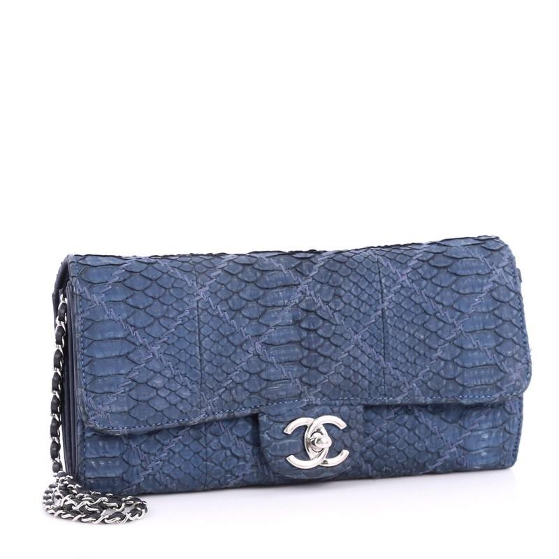 Purple Chanel Ultimate Stitch Chain Wallet Quilted Matte Python Long