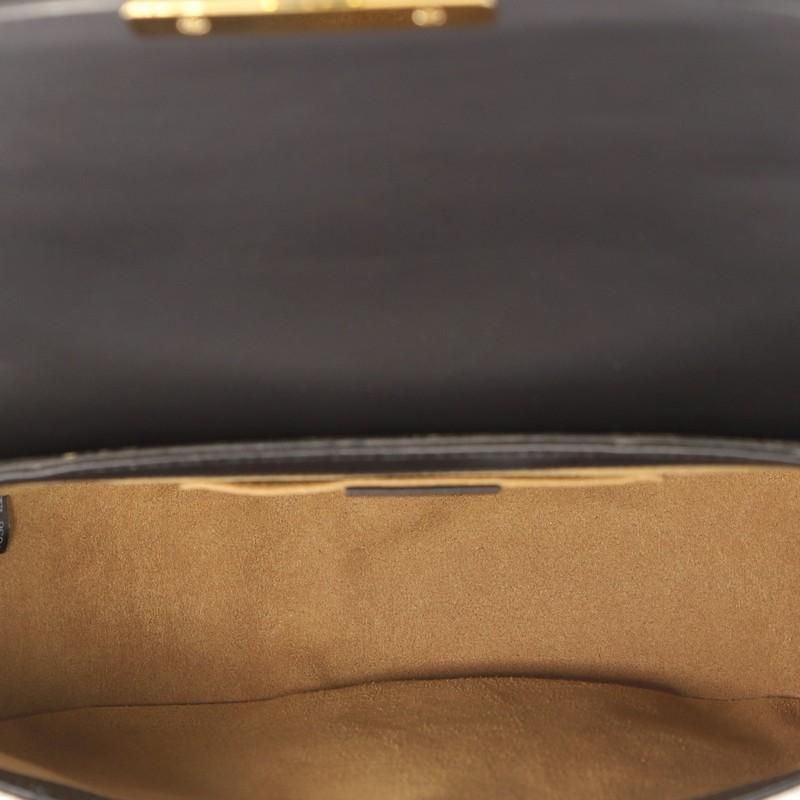Black Gucci Padlock Saddle Shoulder Bag GG Coated Canvas and Leather Medium