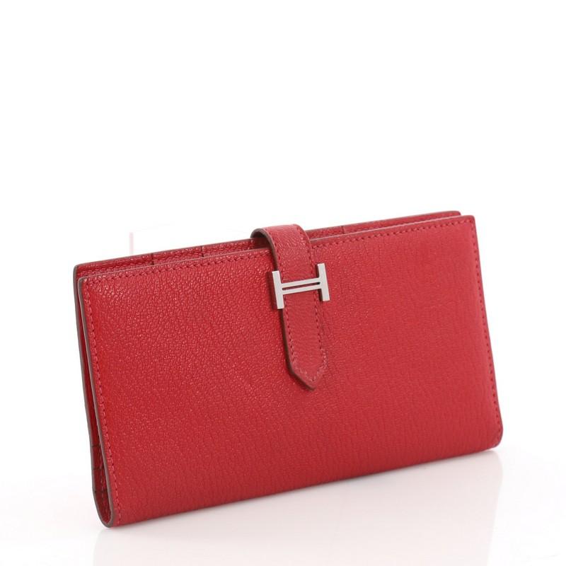 Red Hermes Bearn Wallet Chevre Mysore Long