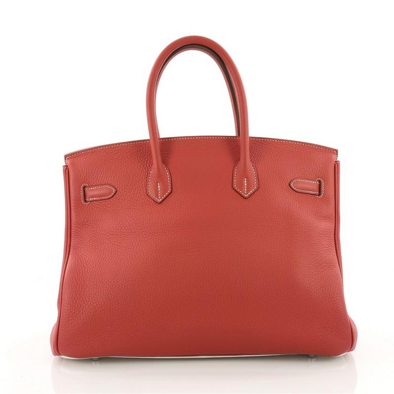 Hermes Eclat Birkin Handbag Sanguine and White Clemence with Palladium Hardware  In Good Condition In NY, NY