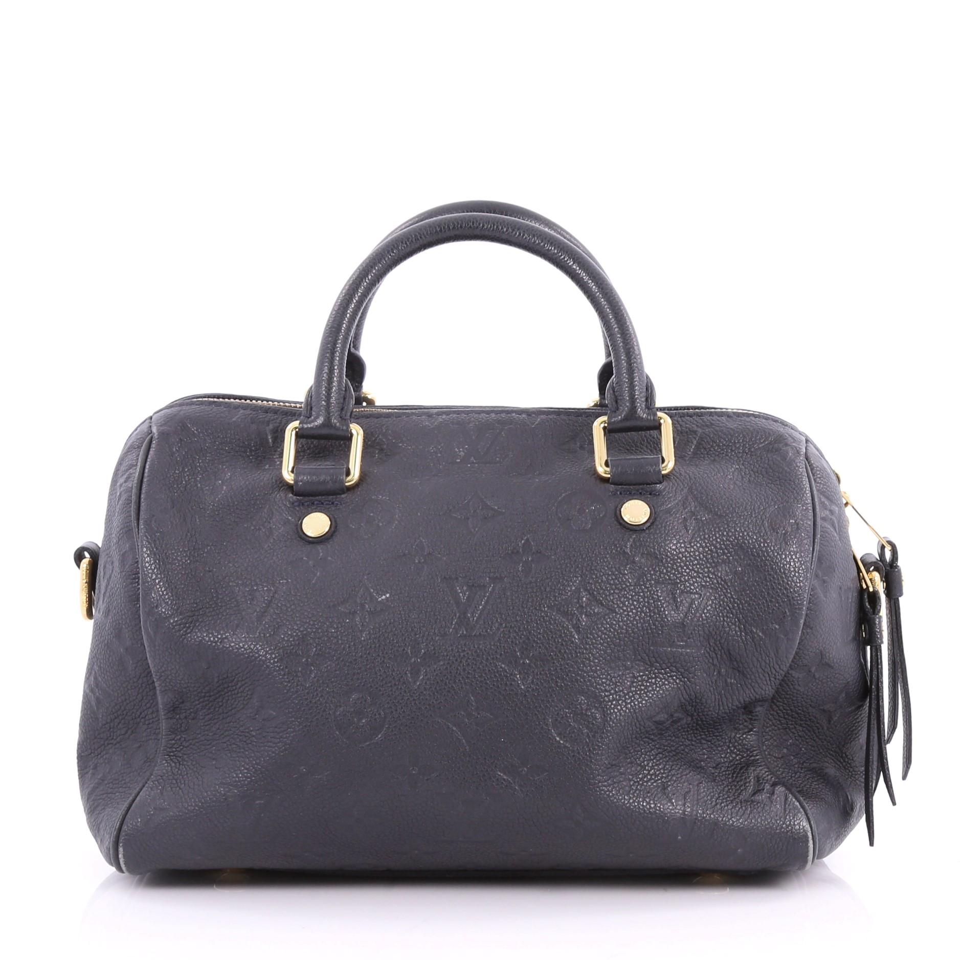 Gray Louis Vuitton Speedy Bandouliere Bag Monogram Empreinte Leather 25