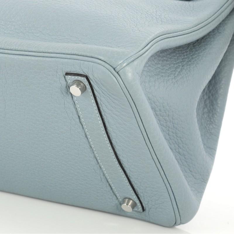 Hermes Birkin Handbag Ciel Blue Clemence with Palladium Hardware 35  2