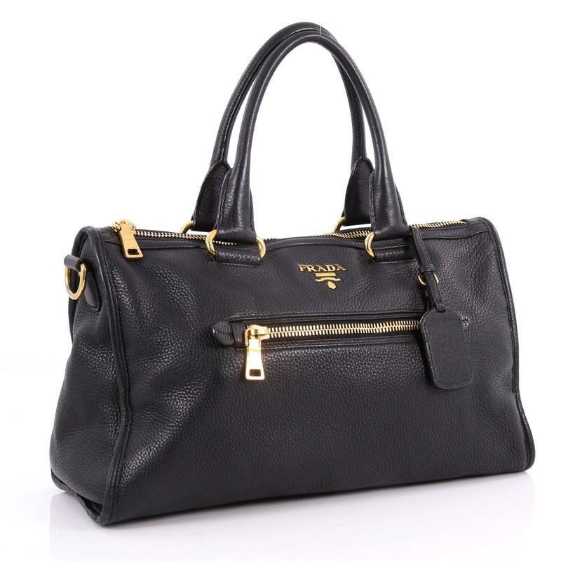 Prada Front Zip Convertible Satchel Vitello Phenix Medium at