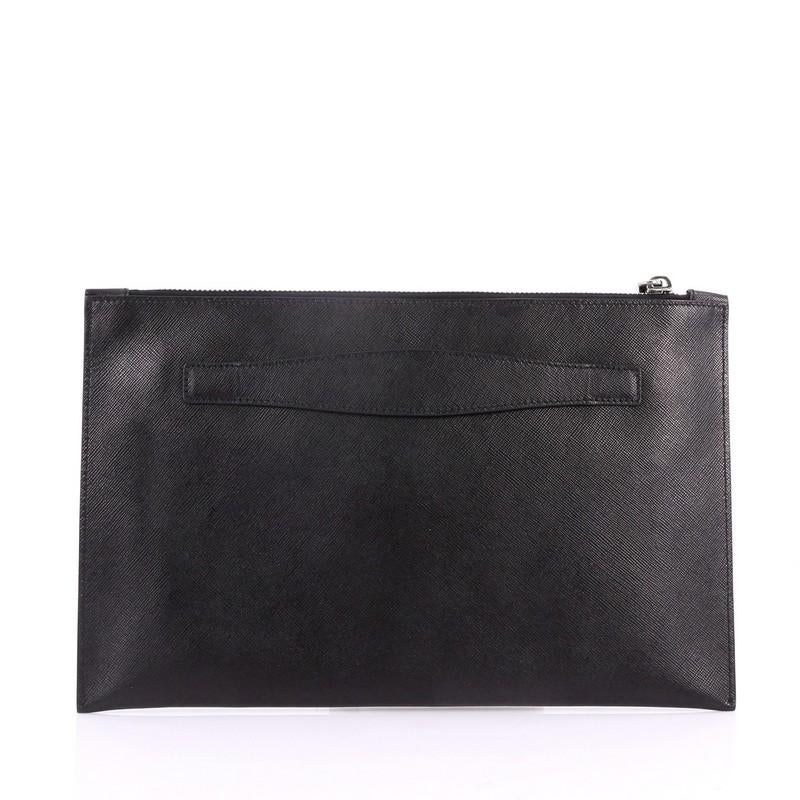 Prada Hand Strap Clutch Saffiano Leather Medium In Good Condition In NY, NY