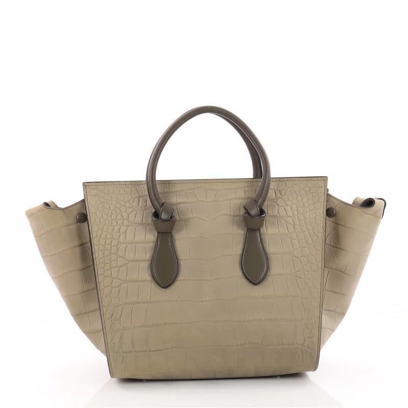 Celine Tie Knot Tote Crocodile Embossed Nubuck Small  In Good Condition In NY, NY