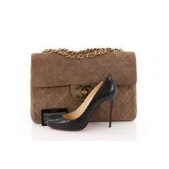 Chanel Vintage Classic Single Flap Bag Quilted Suede Maxi