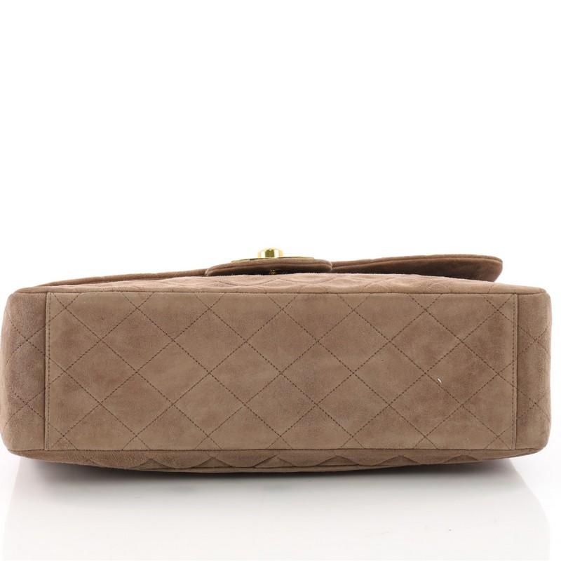 Women's or Men's Chanel Vintage Classic Single Flap Bag Quilted Suede Maxi