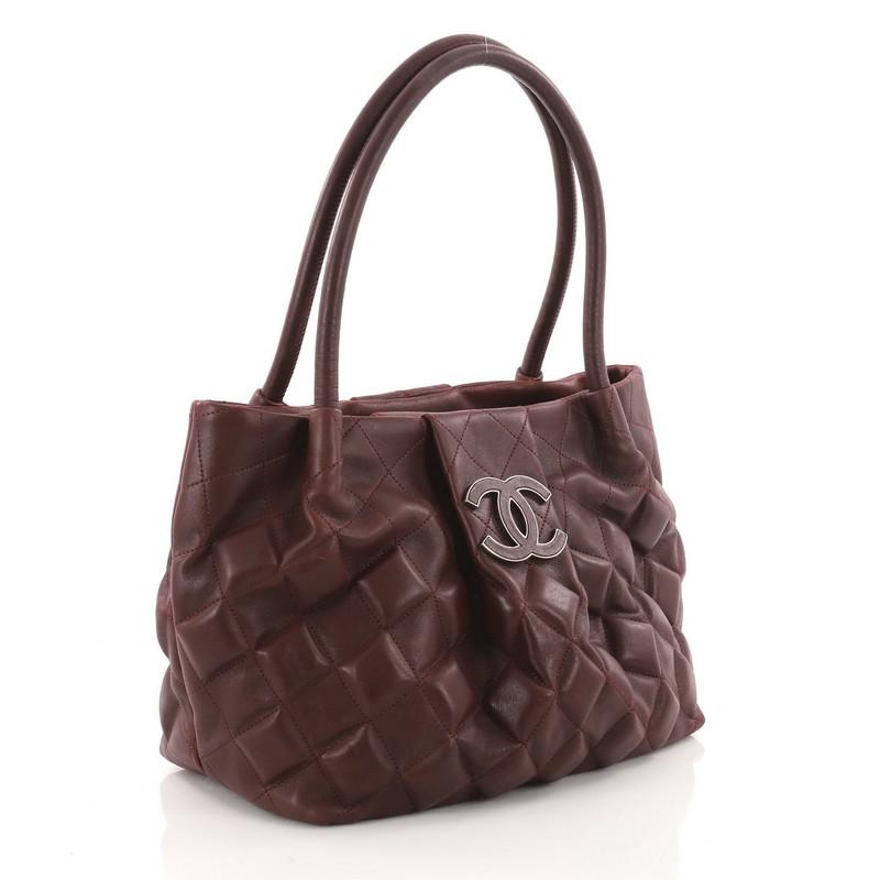 Black Chanel Sloane Square Tote 3D Quilted Calfskin Small 