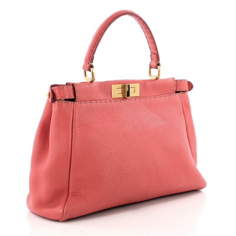 Orange Fendi Selleria Peekaboo Handbag Leather Regular 