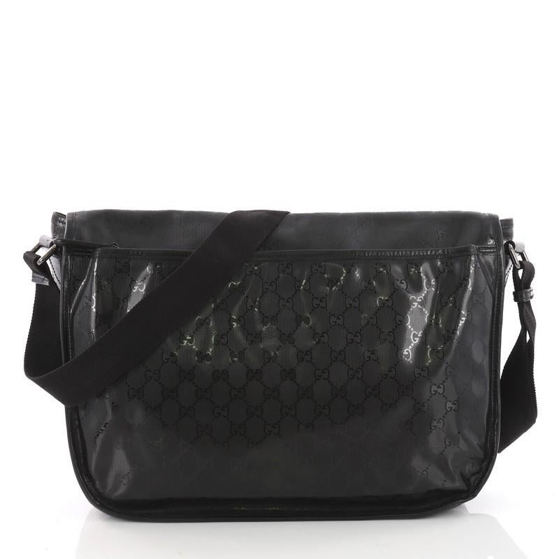 Black Gucci Messenger Buckle Bag GG Imprime Large