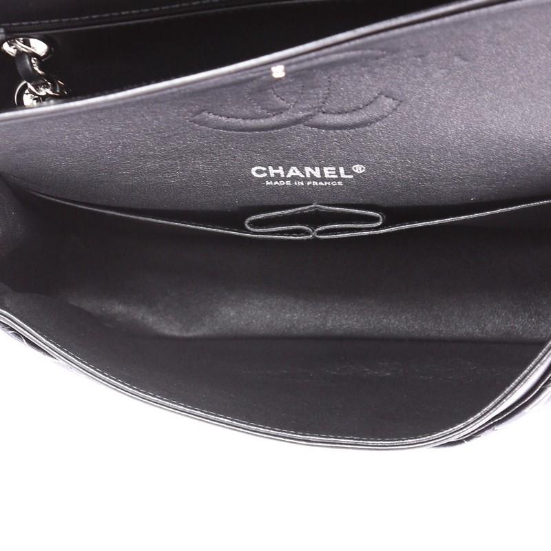 Black Chanel Airlines Classic Double Flap Bag Quilted Printed Satin Medium