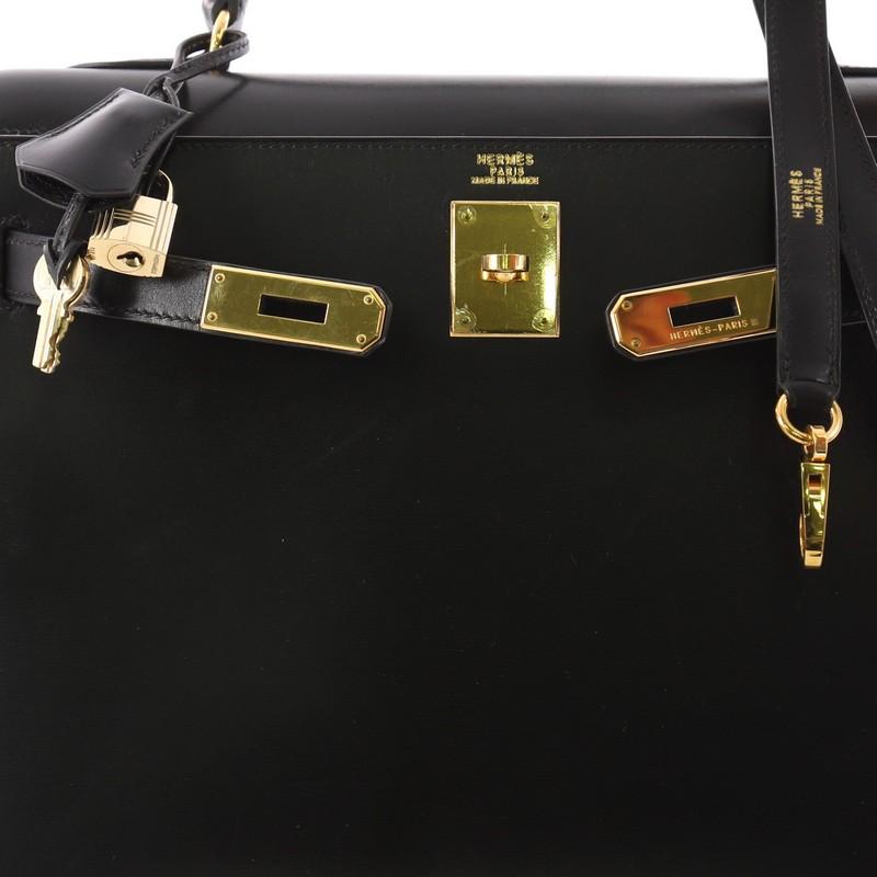 Hermes Kelly Handbag Black Box Calf with Gold Hardware 32 3