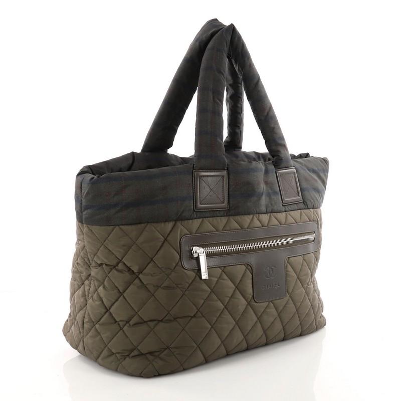 Black Chanel Coco Cocoon Zipped Tote Quilted Printed Nylon Medium