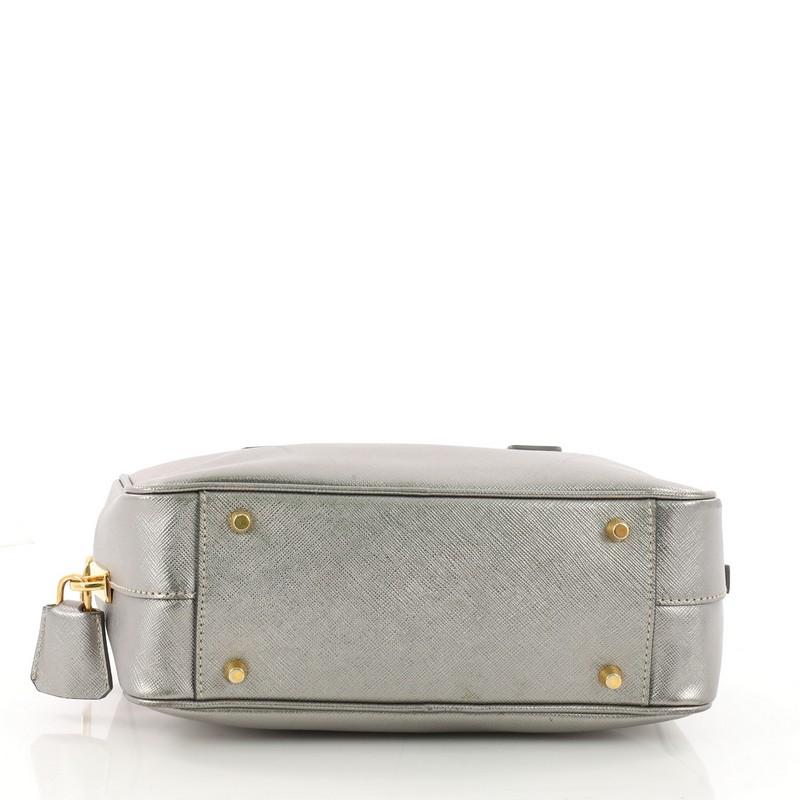 Gray Prada Convertible Bauletto Bag Saffiano Leather Small