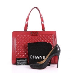 Chanel Boy Shopping Tote Quilted Plexiglass Patent Large