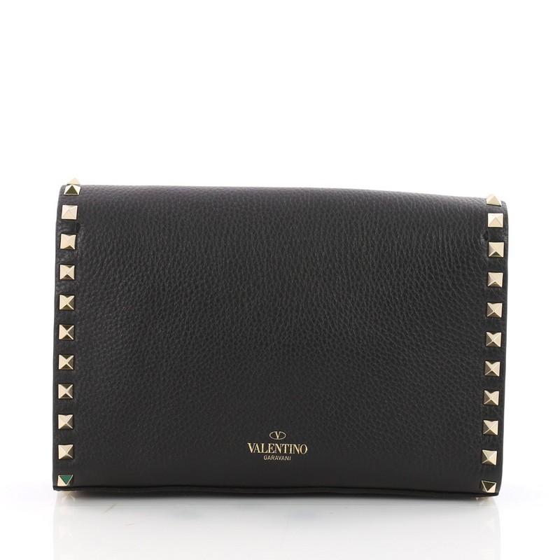 Valentino Rockstud Flip Lock Flap Bag Leather Medium In Good Condition In NY, NY